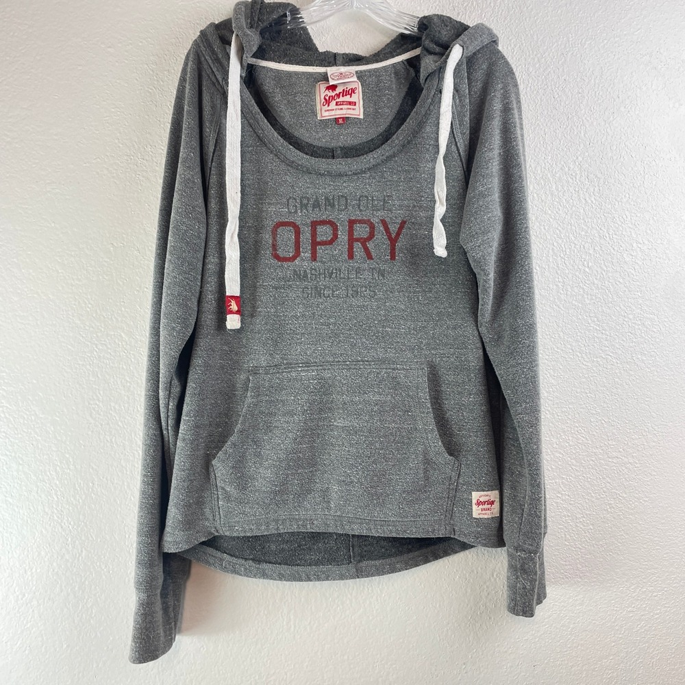 Sportiqe‎ Grand Ole Opry Nashville TN Hoodie Gray Tri-Blend Womens XL Sweatshirt